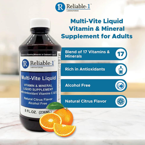 Multi-Vite Liquid Multivitamin for Adults Liquid Vitamins Antioxidant Supplement for Immunity, Metabolism and Energy Support | 8 FL.OZ....