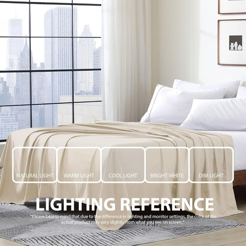 Cathay Home Single Flat Sheet, King (102" x 105"), Cream...