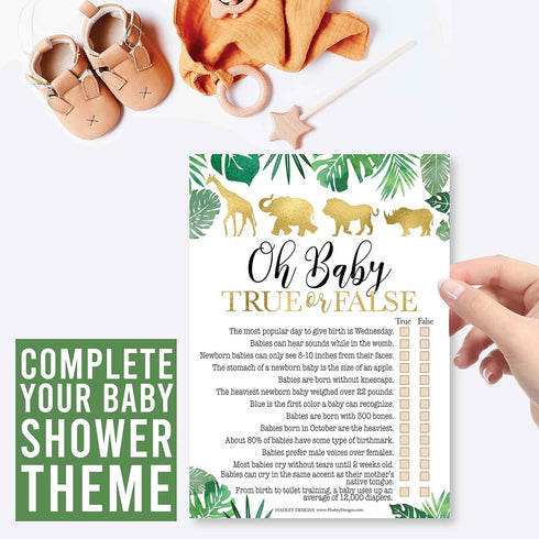 Hadley Designs Hilarious Baby Shower Games Set – 25 Double-Sided Cards for 25 Guests, 2 Games, Word Scramble Baby Shower Game, True or False, Gend...