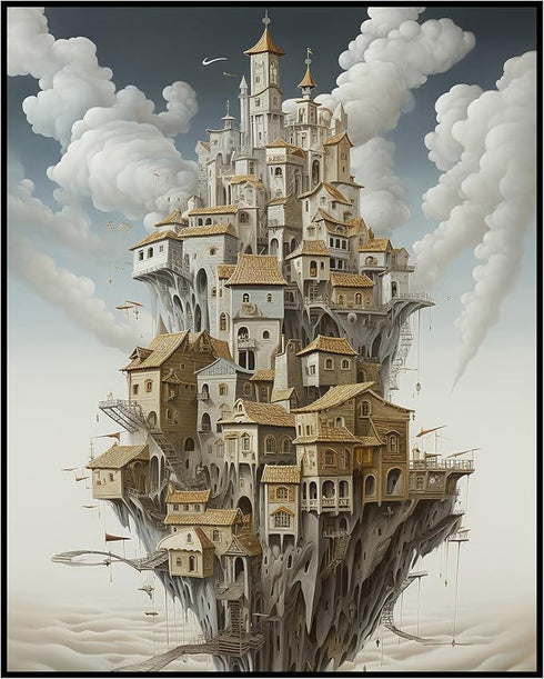 Posterizer 1 pcs-futuristic city in the skies-dreamy sci-fi art-Abstract & Modern Art-Fantasy & Fiction Art-Gift for Art Lovers-Decor for Home & O...