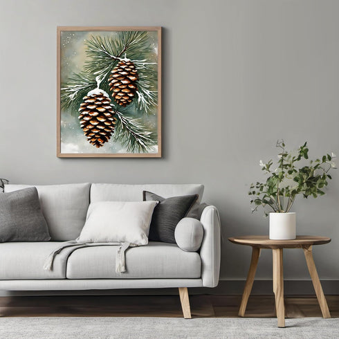 Posterizer 1 pcs-pinecones in snowey winter nature 8-Holiday Poster Collection-Landscape & Nature Art-Living Room Bedroom Decor- unframed wall art...