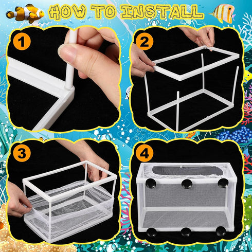 2 Pieces Fish Tank Breeder Net Mesh Fish Breeder Box Fish Hatchery Breeder Box Separation Net Plastic Frame Breeder Box Fry Hatchery Incubator Mes...