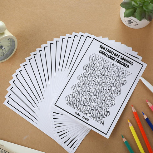 20 Pcs 100 Envelopes Money Saving Challenge Tracker Low Income Budget 100 Envelope Challenge Tracker Finance Cash Money Saving Tracker for Men Wom...