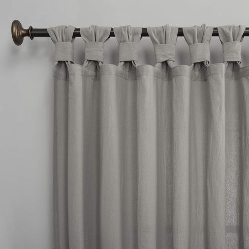 Archaeo Washed Cotton Twist Tab Curtain, 52" x 63", Silver Gray...