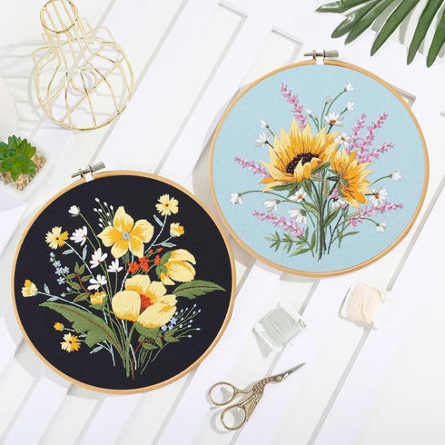 Santune 3 Pack Flower Embroidery Kit for Beginners Adults Cross Stitch Kits for Beginners Hand Embroidery with Plant Patterns and Instructions DIY...