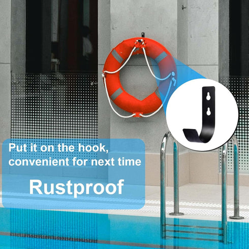 LUTER 4pcs Pool Pole Hanger, Pool Hook Accessories Multifunctional Metal Pool Pole Hanger Pool Pole Hook for Fence, Wall, Hanging Equipment, Pool...