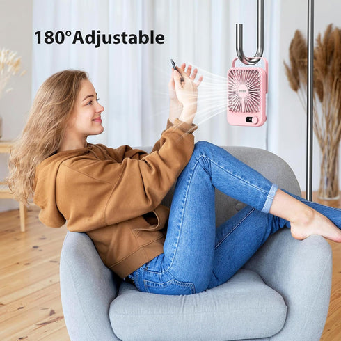 Desk Fan Battery Operated, USB Rechargeable Fan, 2400 mAh 180° Quiet Personal Fan With Power Display, 100 Speeds Adjustable Table Fan for Desktop,...