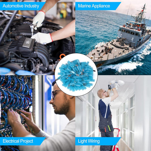 100 PCS 16-14 AWG Waterproof Heat Shrink Quick Disconnect Connectors, Crimp Electrical Wire Male Spade Connectors Insulated Disconnect for Marine ...