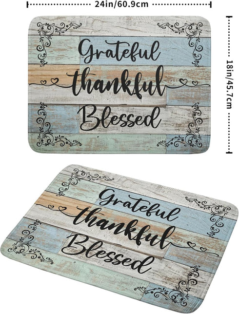 Rustic Wood Dish Drying Mat 18x24 Inch Grateful Thankful Blessed Kitchen Drainer Mats Absorbent Microfiber Rack Holder Countertop Pad...