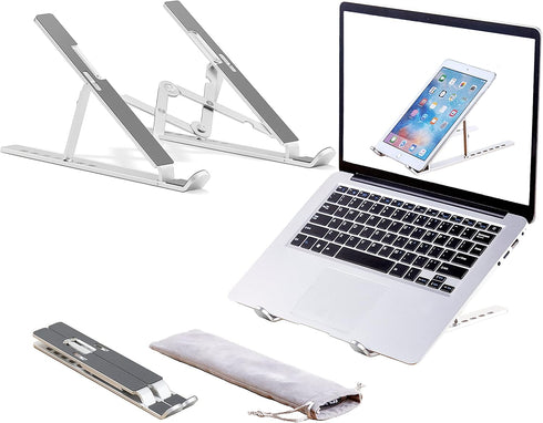 Laptop Stand, Adjustable Aluminum Foldable Portable Holder, Upgrade Whole Anti-Slip Silicone Pad, Laptop Riser for Desk Compatible with MacBook Ai...
