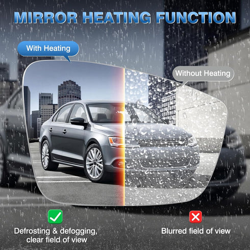VW Passenger Right Side Mirror Glass for 2011-2018 Volkswagen Jetta Passat Beetle Convex Heated Mirror Glass Replacement with Backplate & Holder...