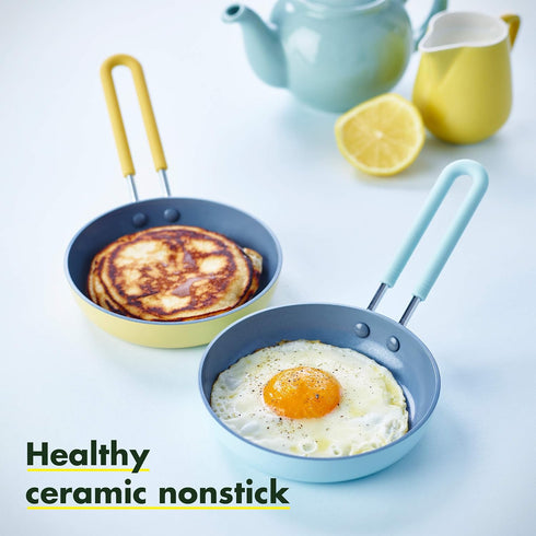 GreenPan Mini Healthy Ceramic Nonstick, 5" Round Egg Pan, PFAS-Free, Dishwasher Safe, Stay Cool Handle, Yellow...