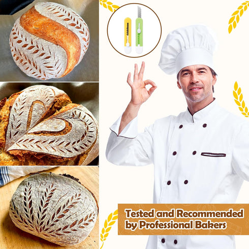 Bread Lame Dough Scoring Tool,2 Pack Sourdough Scoring Tools,Bread Dough Cutter Slashing Razor Tool,Scoring Patterns Booklet,Bread Baking & Making...