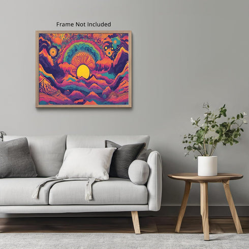 Posterizer 1 pcs- psychedelic funky hippie colorful landscape 5-Abstract & Modern Art-Fantasy & Fiction Art- Living Room Bedroom Decor- unframed w...