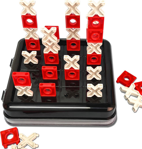 3D Tic Tac Toe Game, travel pack, connect 4 in a row Classic & Challenging Board Sizes, travel board games, kids games, family games, travel XO bo...