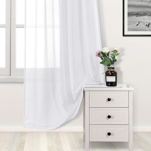 DWCN Living Room Sheer Curtains 95 inch Length 2 Panels Set, White Rod Pocket Lightweight Airy & Elegant Window Treatments, Casual Voile Sheer Dra...