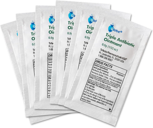Globe (144 Pack) Triple Antibiotic Ointment 0.9g Single Packet, First Aid Kit for Minor Scratches, Wounds, Cuts and Burns, Prevents Infection Acti...