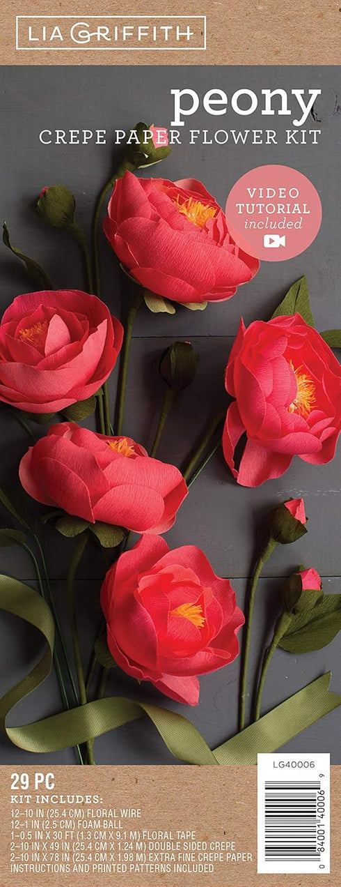 Lia Griffith LG40006 Crepe Paper Kit, Peony Flowers, Sizes, Colors may vary, 29 Count...