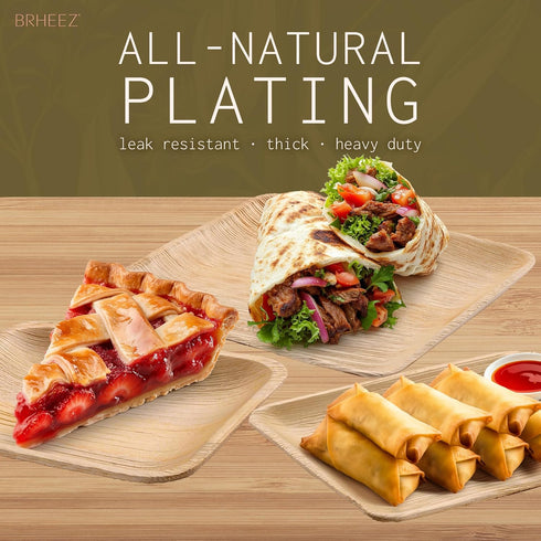 brheez Palm Leaf Plates 25 Pack 8 Inch Bamboo Look Disposable Sturdy and Perfect for Parties and Weddings More Heavy Duty Than Paper and Plastic...