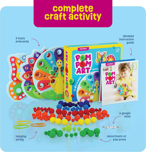 Pom Pom Arts & Crafts Kit for Toddlers - Toddler Art Activity Easter Craft for Little Boys & Girls Ages 3, 4, 5, 6 Years Old Kids Sensory Activiti...