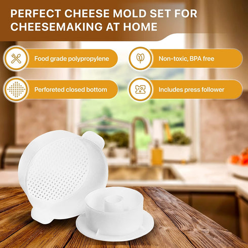 Gouda Hard Cheese making Mold Large For Press Cow Goat Milk Cheesemaking Cow Goat Milk Cheese making kits and supplies Cheesecloth Cheese kitchen ...