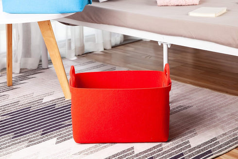 Minoisome Storage Basket Felt Storage Bin Collapsible& Convenient Box Organizer with Carry Handles for Office Bedroom Closet Babies Nursery Toys L...