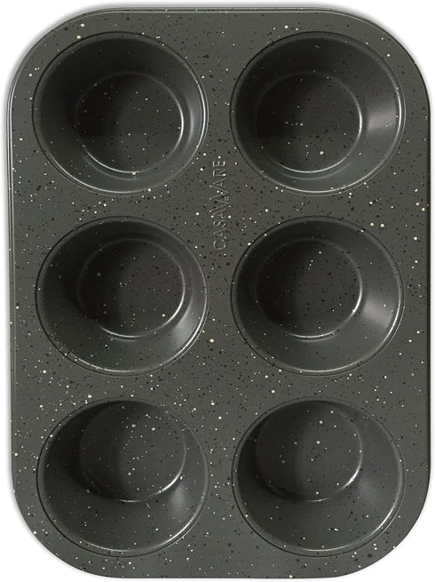 casaWare Toaster Oven 6 Cup Muffin Pan NonStick Ceramic Coated (Silver Granite)...