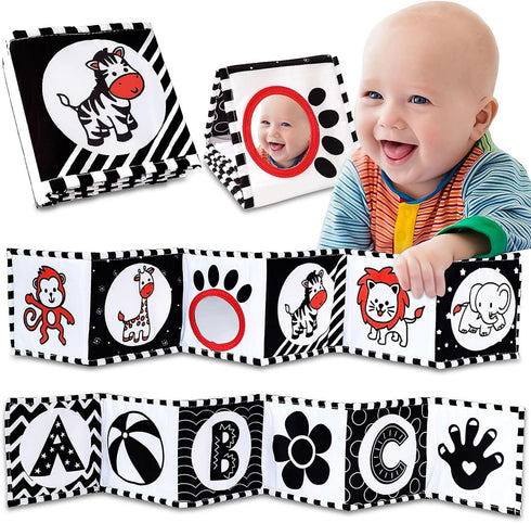 High Contrast Baby Toys For Newborn? Black And White Baby Toys Book 0-3 Months - Tummy Time Mirror For Infant 6 7 8 9 10 11 12 Months Developmenta...