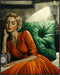 Posterizer 1 pcs-romantic scene-woman in orange dress-Vintage Art-Inspirational Women's Art-Gift for Woman, Women, Wife, Girlfriend- unframed wall...