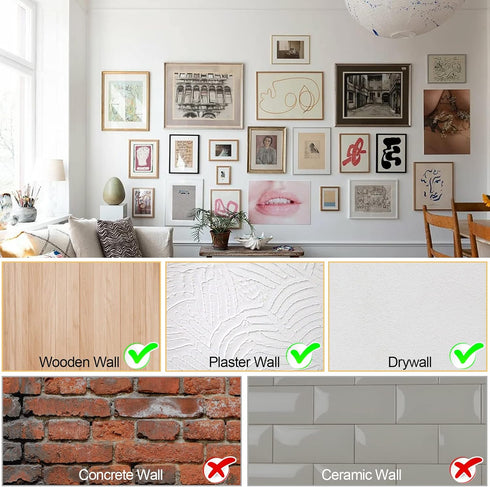 184 Pieces Picture Hanging Kit, 20lb, 30lb, and 50lb Picture Hangers, Metal Picture Hanging Hooks with Nails, on Drywall, Wooden Wall(Gold)...