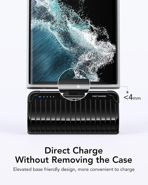 VRURC Mini Portable Charger Fast Charging, Built-in USB C in & Out Connector Power Bank 5000mAh,20W Battery Pack with Foldable Stand for iPhone 15...