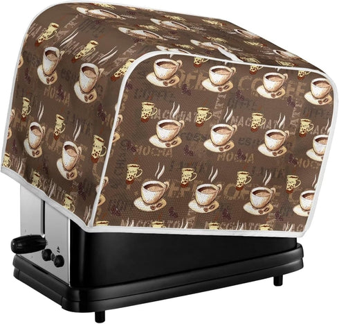 Coffee Design 2 Slice Toaster Dust Covers Long Slot Decorative Lotus Print Kitchen Bread Maker Covers Stain Resistant Appliance Cover...