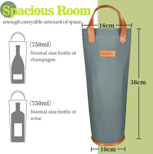 Tirrinia Single Wine Gift Tote Bag, Insulated Padded Thermal Wine Bottle Carrying Cooler Carrier for Travel, Picnic, Great Gift for Wine Lover, Gr...
