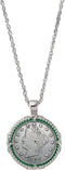 American Coin Treasures Liberty Nickel Green Enamel Coin Pendant Necklace...