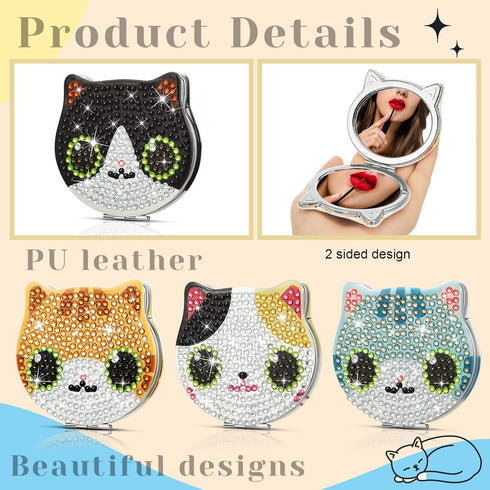 Marsui 4 Pcs Diamond Painting Compact Mirror DIY Pocket Mirror with Diamond Art Cover Portable Magnifying Folding Purse Mirror Diamond Art Kits fo...