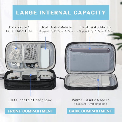 FYY Travel Cable Organizer Pouch Electronic Accessories Carry Case Portable Waterproof Double Layers All-in-One Storage Bag for Cord, Charger, Pho...