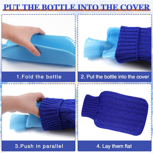 2 Pieces Hot Water Bottle Cover Soft Cover Only Knitted Hot Water Bottle Sweater for Hot Compress and Cold Therapy, Ideal for Menstrual Cramps, Ne...