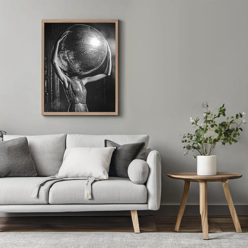 Posterizer 1 pcs-black and white retro disco ball and woman 1-Retro Art-Abstract & Modern Art-Chic Home Decor- unframed wall art...