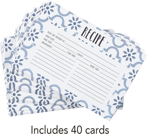 C.R Gibson Q12-24018 Double Sided Recipe Cards, 40pcs, 4'' W x 6'' L, True Blue...
