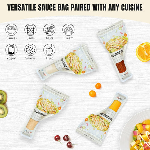 48 Pack Salad Dressing Container to Go, 3.5oz Small Disposable Food Storage Bag, Yogurt Applesauce Pouch, Snack Sauce Condiment Container, Nut Fru...