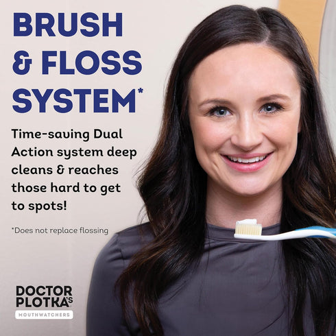 MOUTHWATCHERS Dr Plotkas Extra Soft Flossing Toothbrush and Whitening Toothpaste, Adult Manual Soft Toothbrush, Naturally Sourced Toothpaste, 1 To...