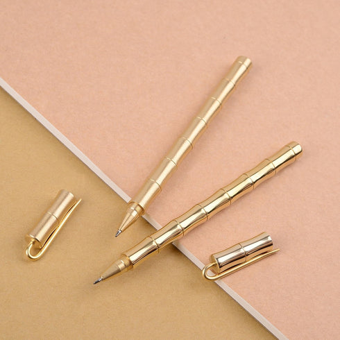 Bamboo Joint Brass Pen Portable Delicate Signature Pen Ballpoint Pen with Clip......