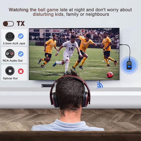 Bluetooth 5.0 Transmitter Receiver for TV - Tensun Visible 3.5mm Wireless Audio Adapter with LED Display Screen, Volume Control 2-in-1 Aux Stereo ...