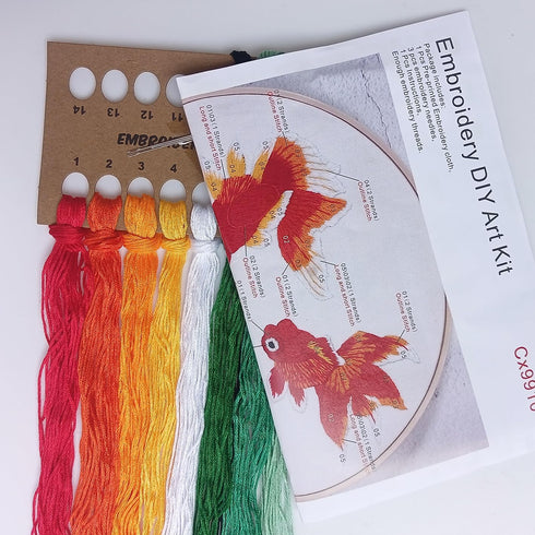 Embroidery Kit for Adults Embroidery Cloth with Fishes Pattern Easy Handmade Needlepoint Kits......