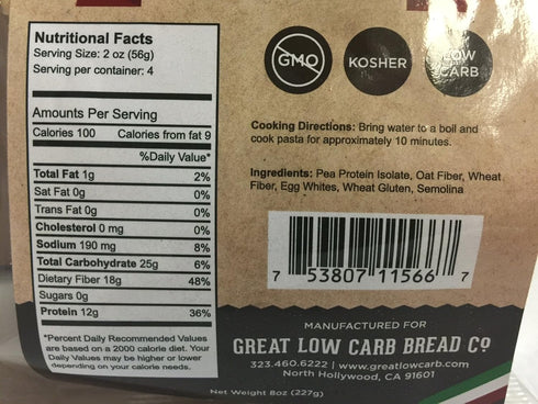 Great Low Carb Bread Co. Rotini Pasta 8 oz. Low Carb Pasta, Organic, Kosher, No GMO, Make Mac n Cheese, Cold Pasta Salads...