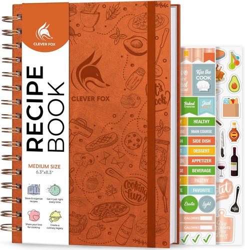 Clever Fox Recipe Book Spiral – Make Your Own Family Cookbook – Blank Recipe Notebook Organizer – Empty Cooking Journal to Write In Recipes – Medi...