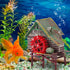 DAUERHAFT Aquarium Windmill, Aquarium Decorations Big Water Wheel Landscaping Pneumatic Aerated Waterwheel Hut Resin for Fish Tank Landscaping Dec...