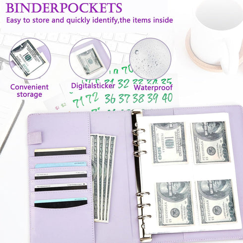 Savings binder challenge $5,050 with a 100 envelope challenge binder. A5 Savings Binder,budget planning booklet, goal challenge tracker, and day l...