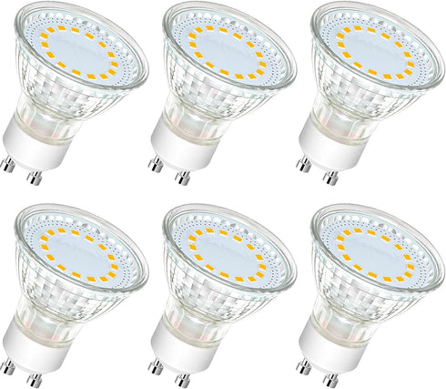 GU10 Light Bulbs Non-Dimmable, 6-Pack GU10 LED Light Bulbs 50watt Equivalent for LED Recessed Track Lighting 2700K Warm White, 4W 120V LED Bulbs w...