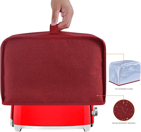 Toaster Cover with 2 Pockets,Can hold Jam Spreader Knife & Toaster Tongs, Toaster Appliance Cover with Top handle,Dust and Fingerprint Protection,...